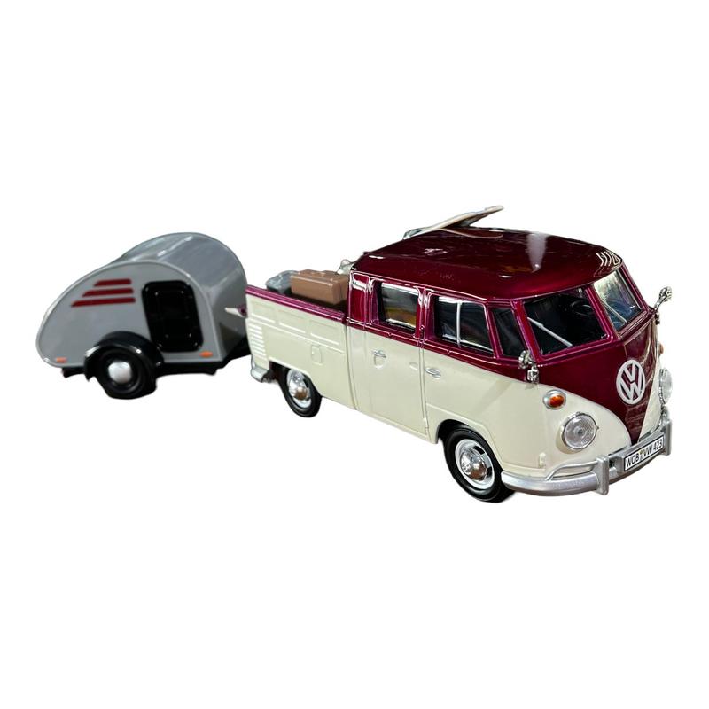 Miniatura Volkswagen Kombi Surf + Trailer MotorMax 1:24